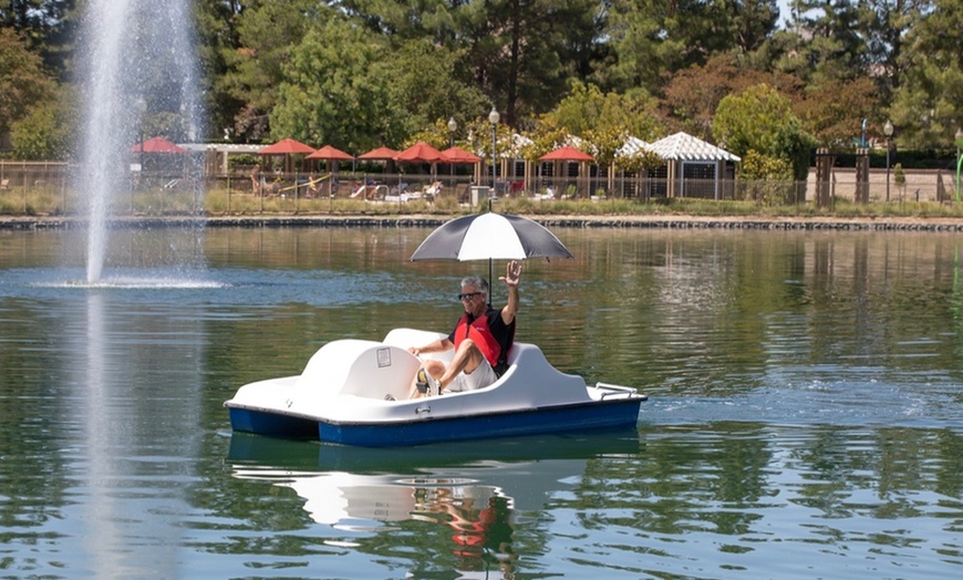 Image 2: Experience Relaxing Views with Pedal Boat & Mini Pontoon Tours 