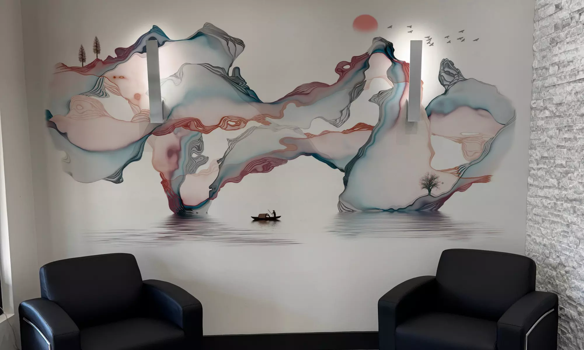Interior Mural Installation with Vertical Wall Printer: 4’x3’ or 5’x6’