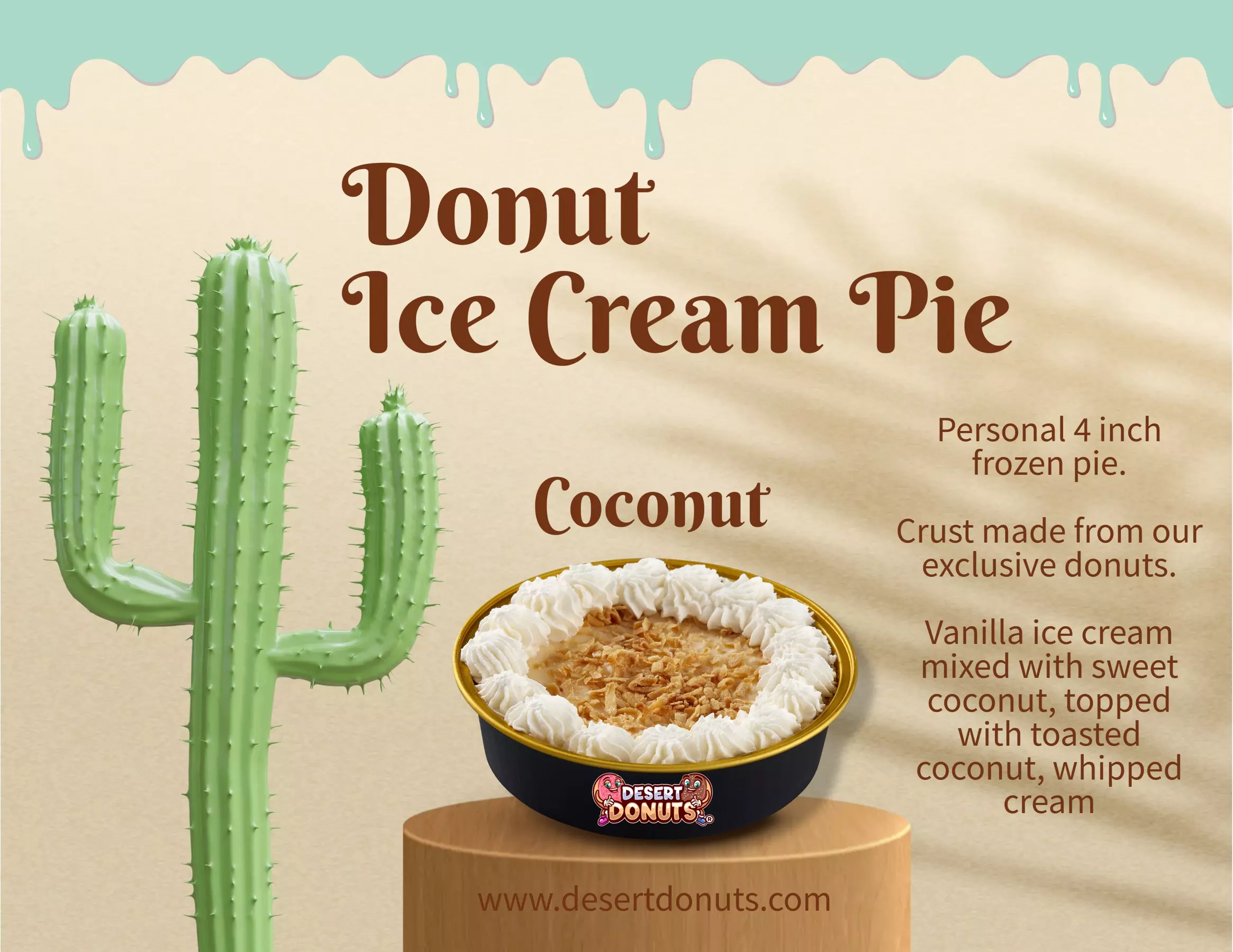 50% off One 4-Inch Donut Ice Cream Pie - 8 Flavors to Choose From