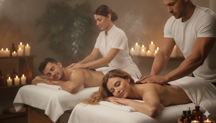 60-Minute Couples Massage + Hot Stones + Aromatherapy and Raise a Glass - Massage Therapy by Mary