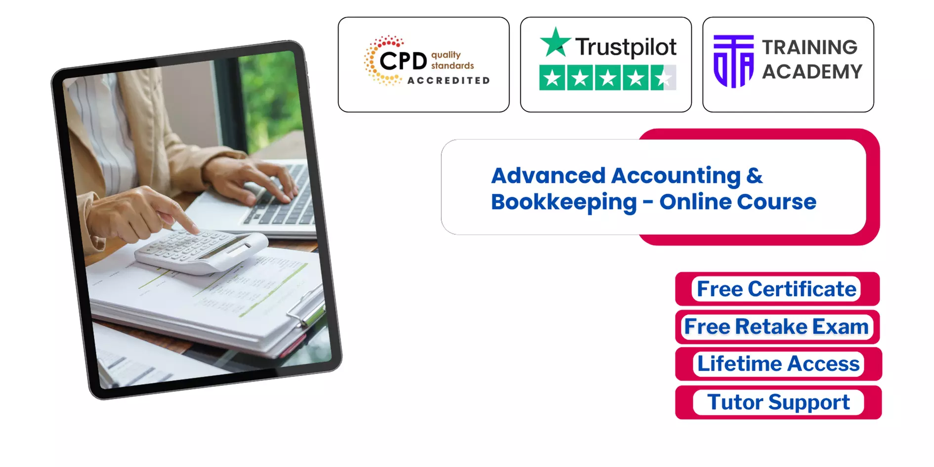 Advanced Accounting & Bookkeeping Online Course or Lifetime Membership to 2000+ Courses from Online Training Academy - Primary Image