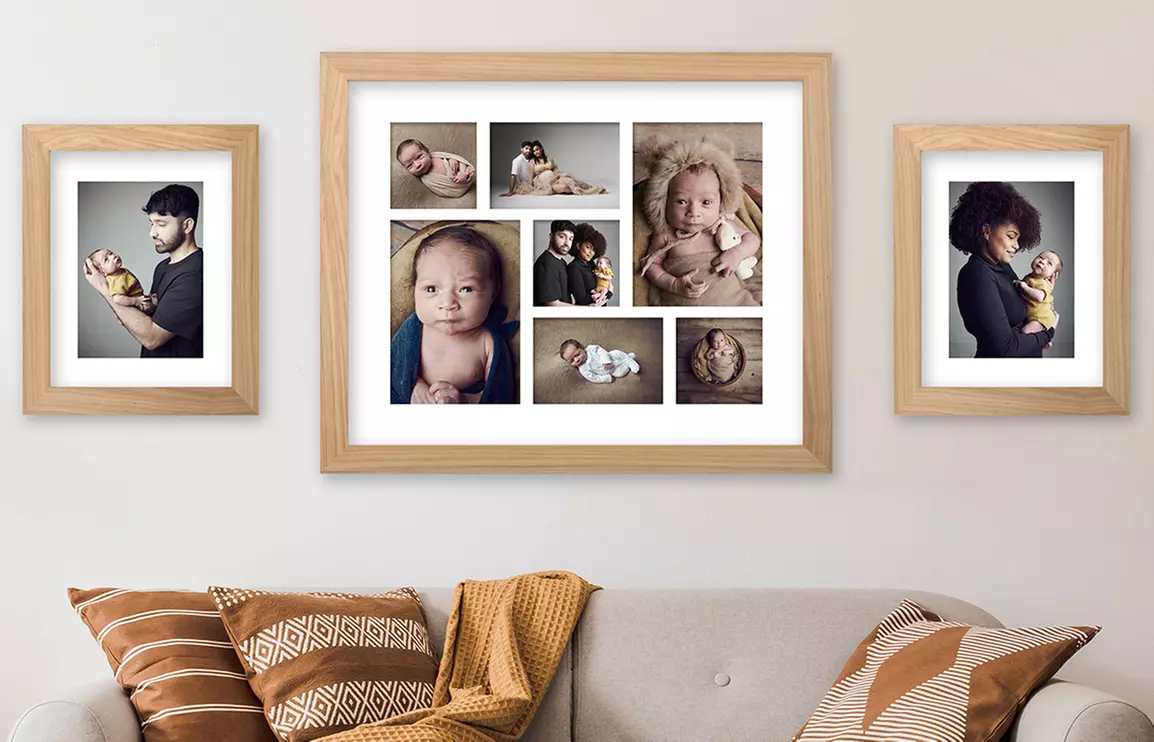 Newborn or Bump-to-Baby Photoshoot with Five Prints