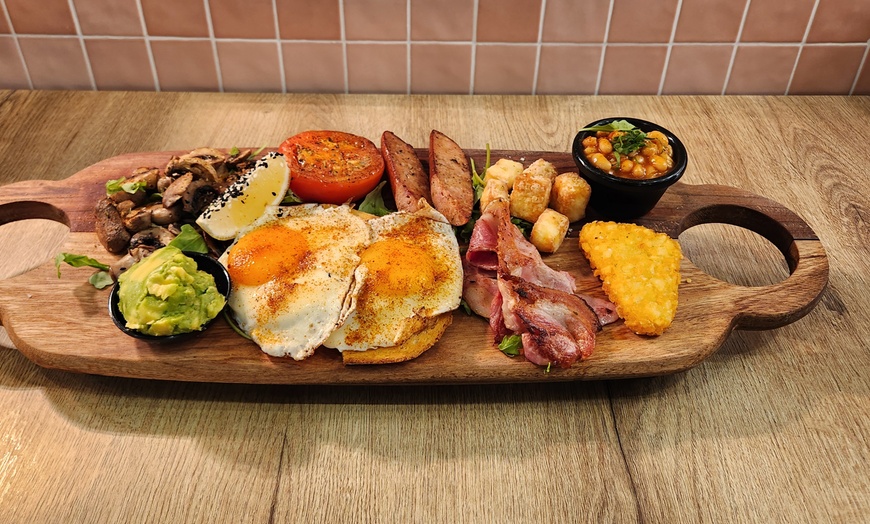 Image 1: Breakfast Board for 2 with Coffee or Lunch - Charcoal Board and More