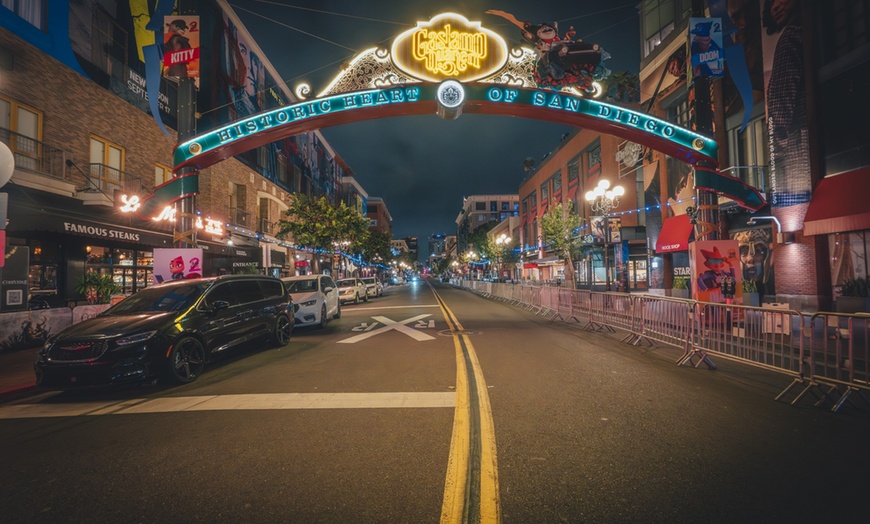 Image 1: San Diego VIP Halloween Tour with LED Robots, Live Performers & Drinks 