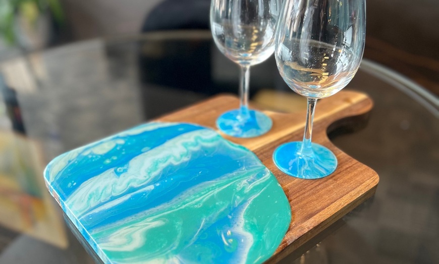 Image 1: Experience Fluid Art & Custom Charcuterie Board Experience