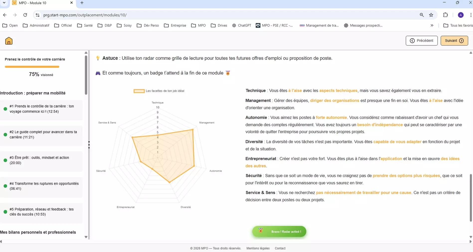 Accès de 3 ou 6 mois à la plateforme de transition professionnelle MPO
