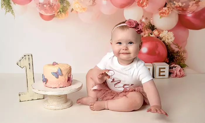 First Birthday Cake Smash Photoshoot with Print at Flash Photography