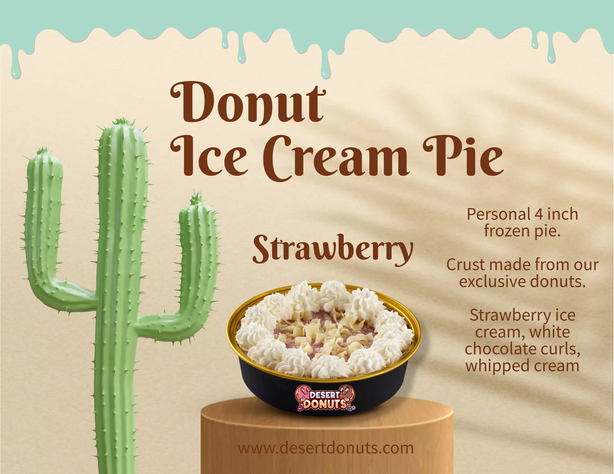 50% off One 4-Inch Donut Ice Cream Pie - 8 Flavors to Choose From