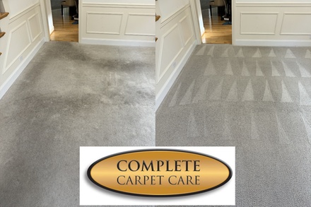 Carpet Cleaning for Four Rooms Up to 250 Square Feet Each with One Hallway plus Sanitizing - First Time Customers - Complete Carpet Care