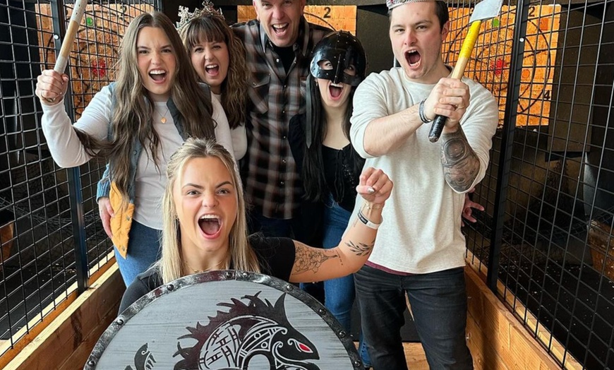 Image 1: Explore Neon Axe Throwing  Session at Celtic Axe Throwers