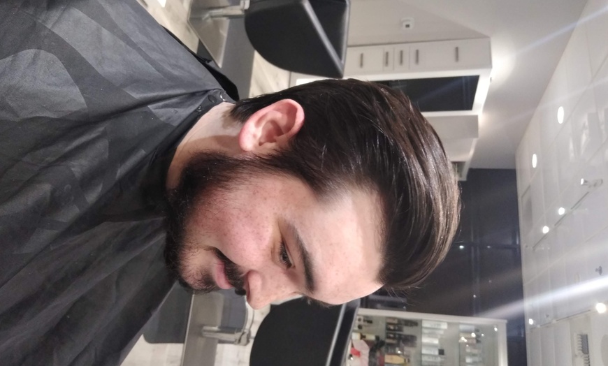 Image 5: Men's Haircut & Style or Color with Hot Towel, Face Mask & Massage