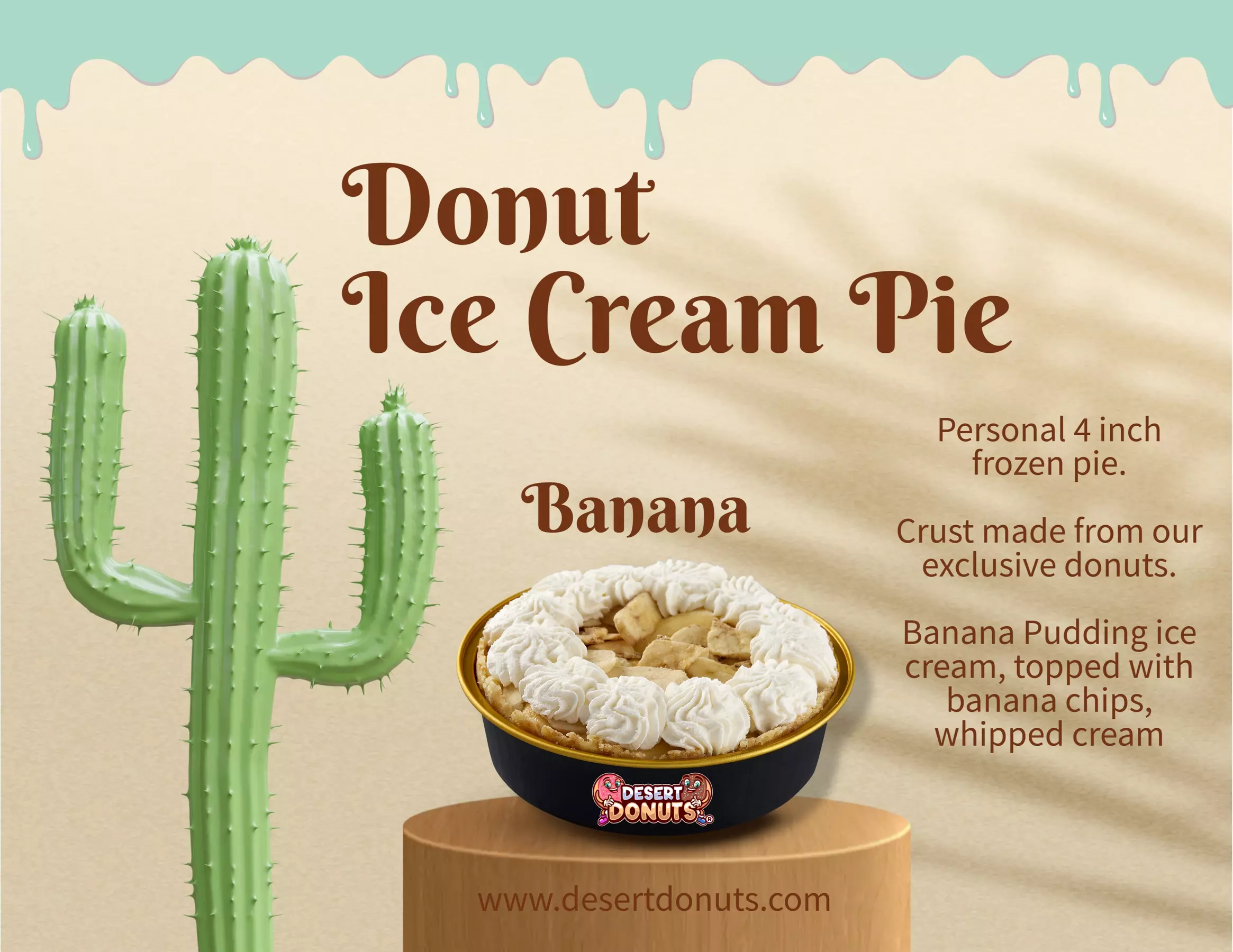 50% off One 4-Inch Donut Ice Cream Pie - 8 Flavors to Choose From