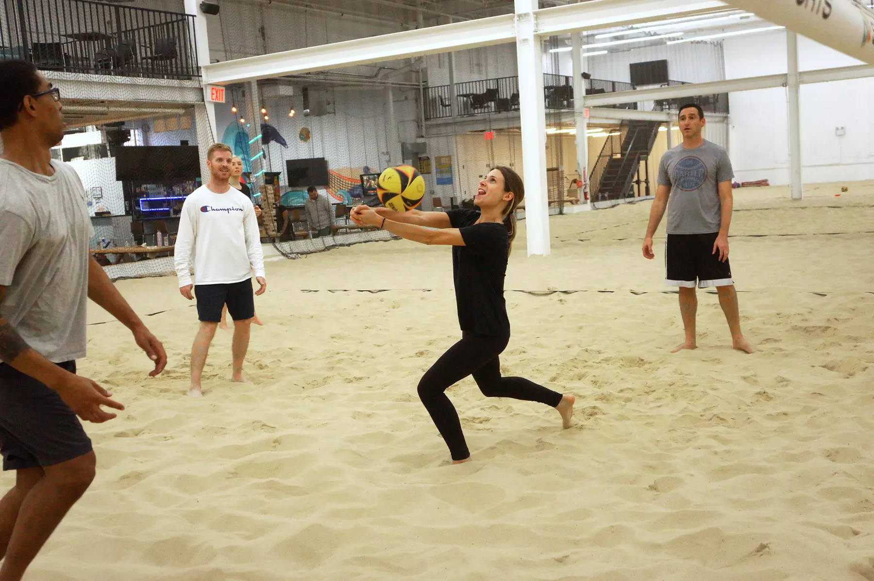 Indoor beach volleyball court rental on Sundays