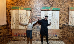 1 hour axe throwing experience for 2 at an underground venue