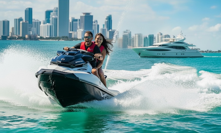 Image 1: Ride the Waves with a 60 Minute Jet Ski Rental in Miami for Upto 4