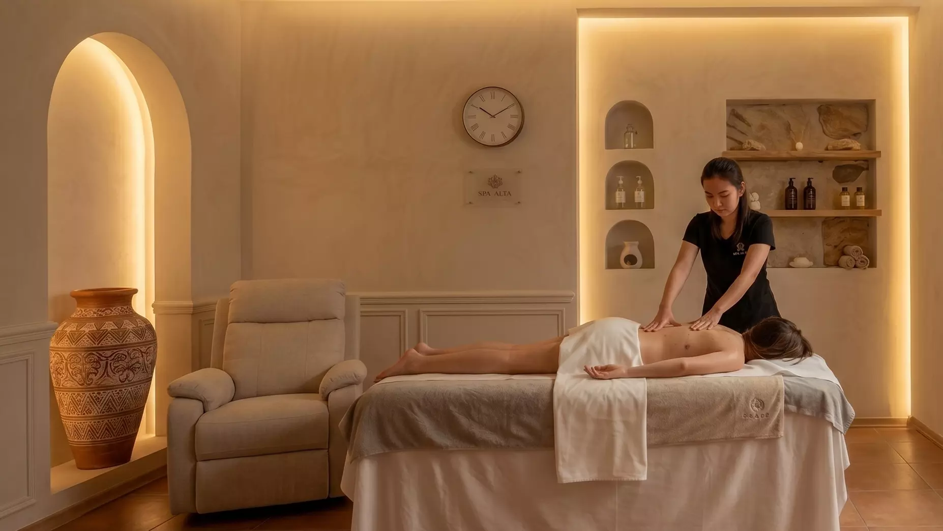 En solo, Massage relaxant aux huiles naturelles chaudes de 30 minutes
