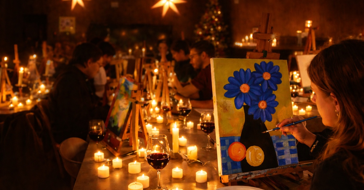 Taller de pintura con vino ilimitado en Málaga