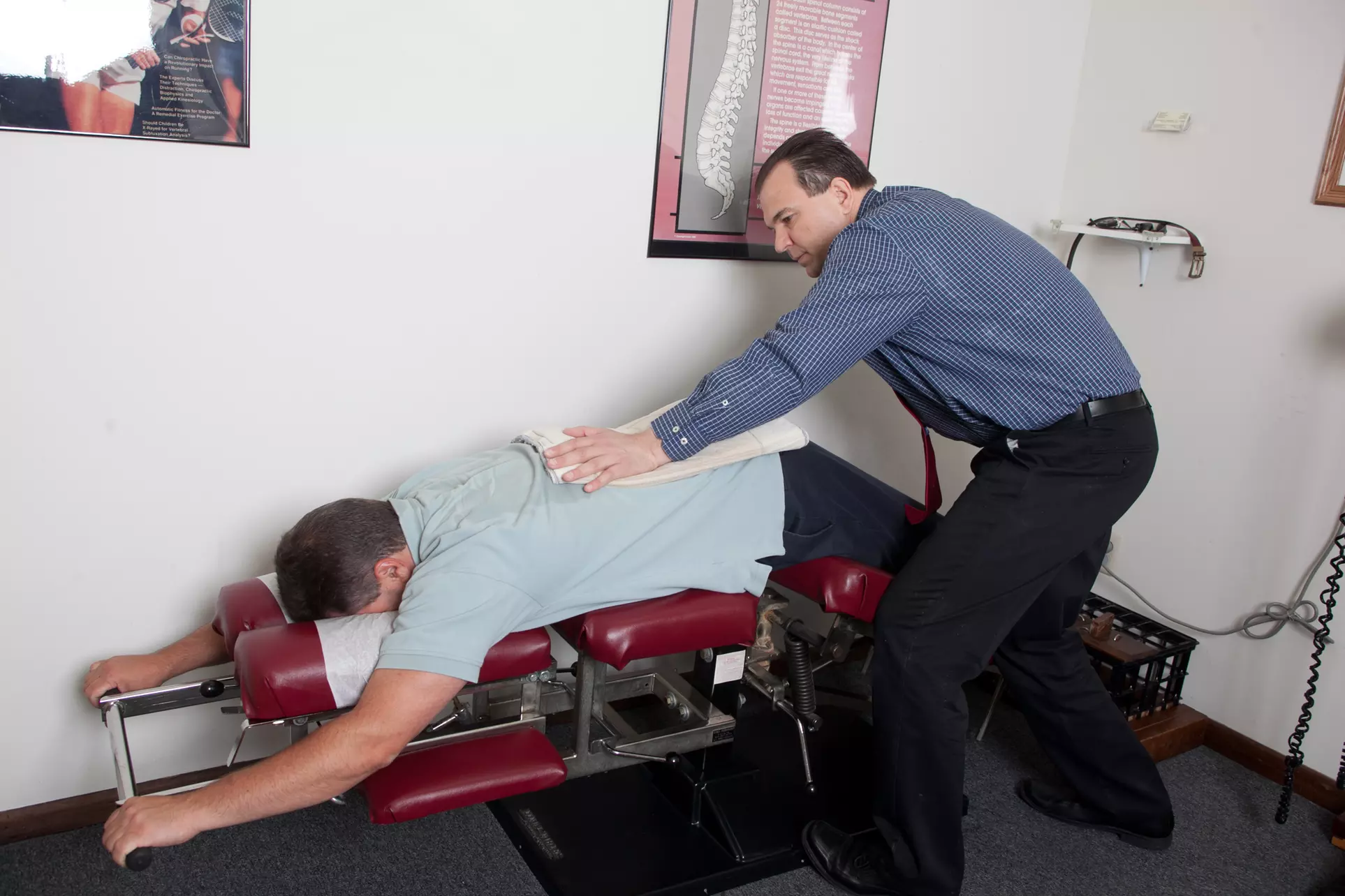 Chiropractic exam with adjustments and therapies included