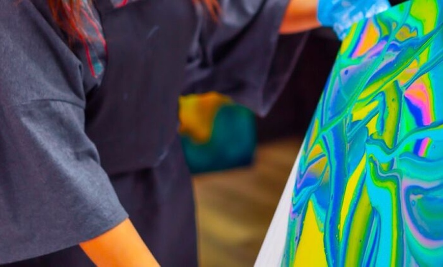 Image 2: Guided Fluid Art Experience: Create a Unique Canvas Masterpiece