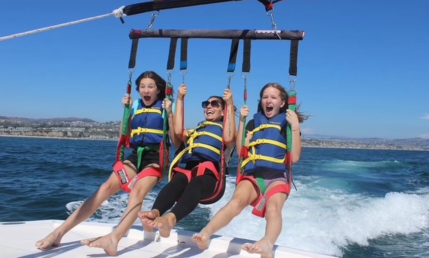 Image 2: Newport Beach From Above: Tandem & Triple Parasail Flight Adventures
