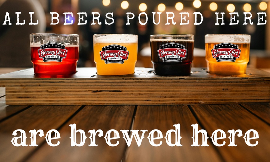 Image 1: Explore Jersey Girl Brewing's Beer Flight or Pint Experience with 32oz Crowlers and Up to 34% Discount