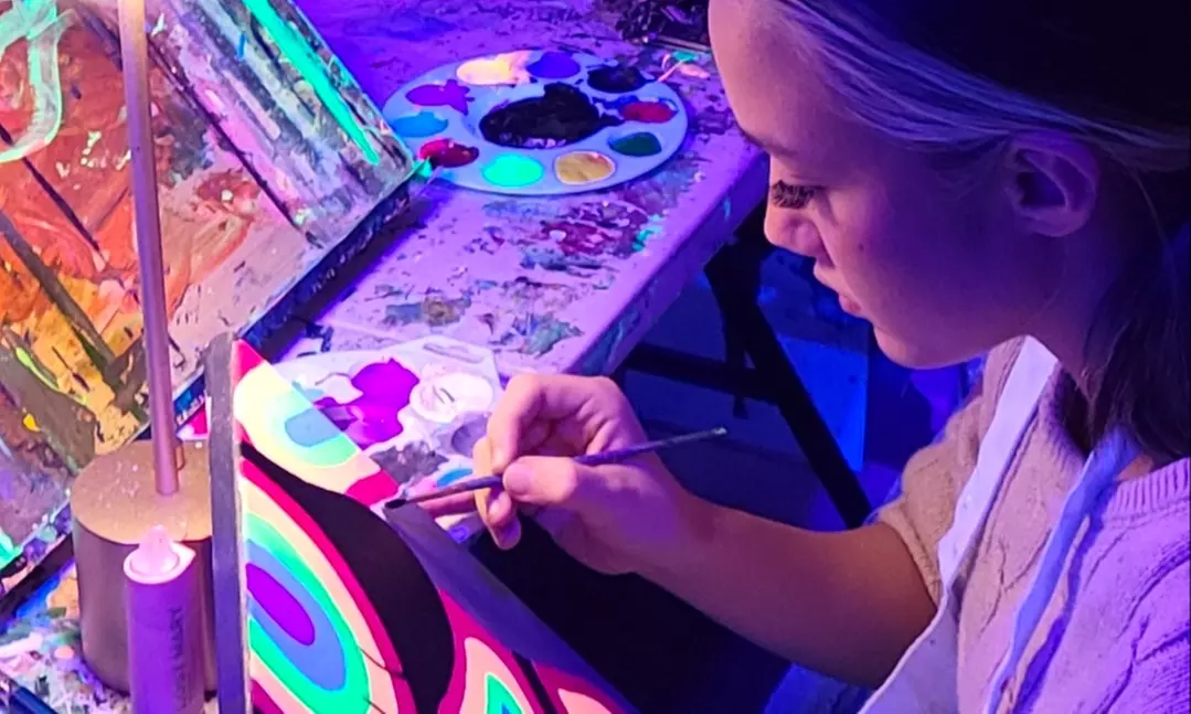 Up to 54% Off NEON Blacklight Paint & Sip at Oblivion Art House