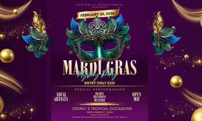Mardi Gras Mystery Party on February 20 at 6 PM