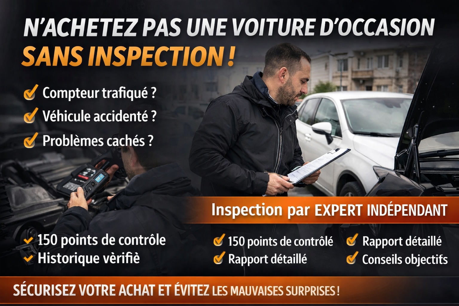 Achat auto sécurisé : inspection experte et accompagnement complet