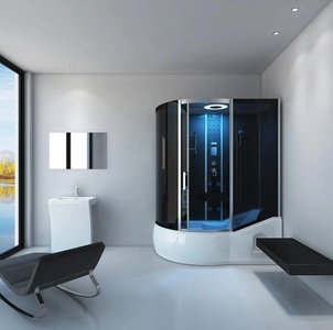 Cabine de douche avec baignoire all in 2 en 1 HOME DELUXE  de 170 x 90 cm avec déplacement et main d’œuvre compris