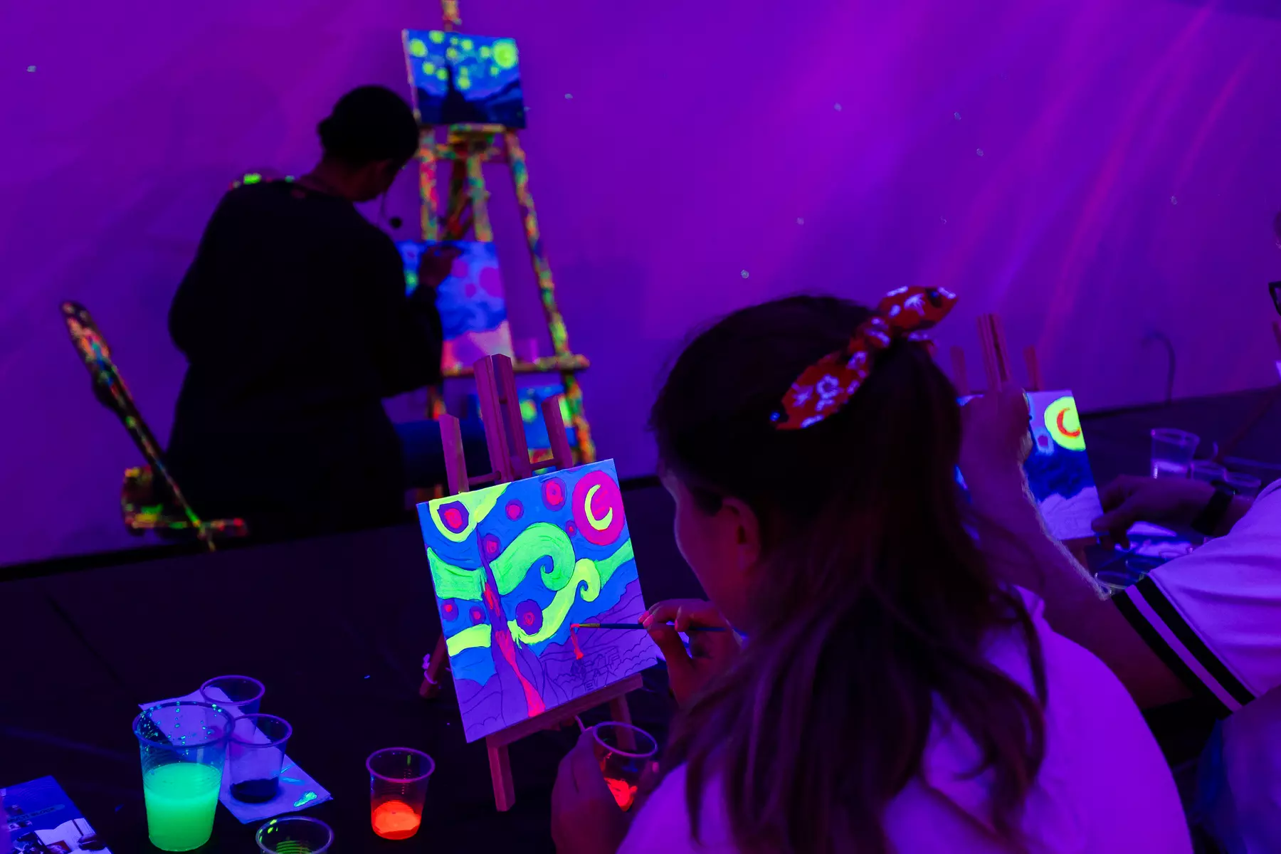 Sip, Paint, And Glow Experience in Van Gogh's Neon Wonderland