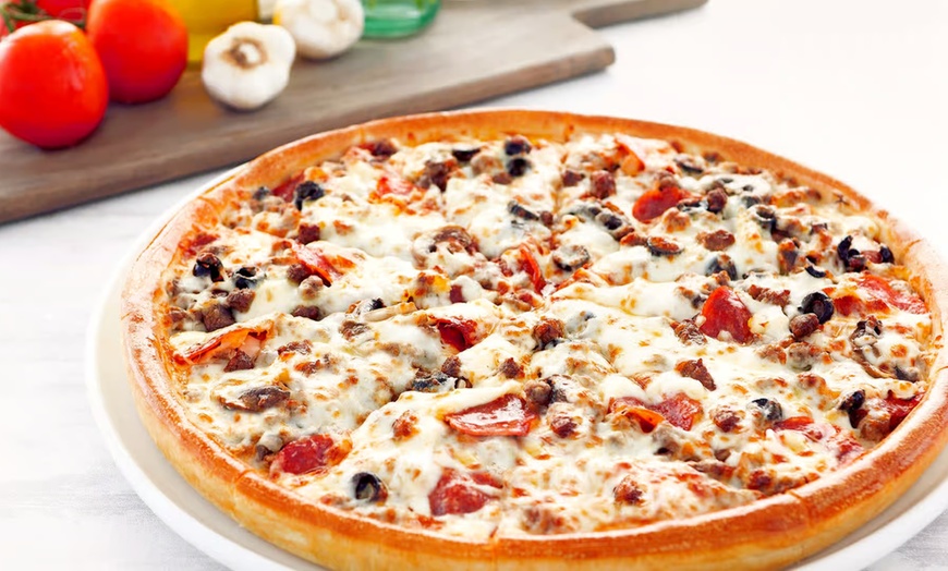 Image 1: Create Your Own Jumbo, Large or Medium Pizza With Up To 5 Toppings