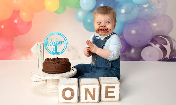 First Birthday Cake Smash Photoshoot with Print at Flash Photography