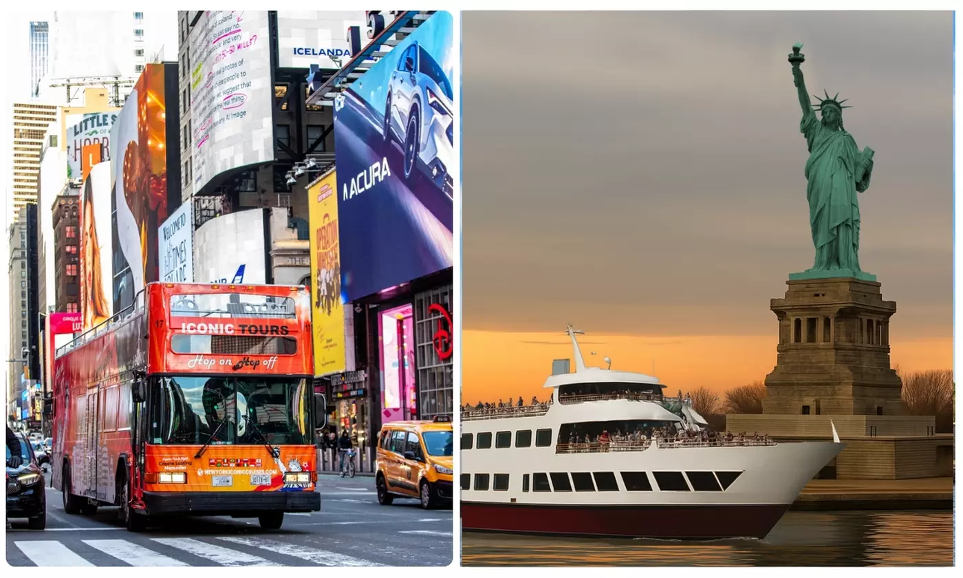 3 Tours-1 Pass: Guided NYC Bus, Liberty Statue Cruise & Walking Tour