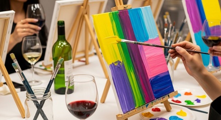 BYOB Paint and Sip Canvas or Wine Glass - Painting Admission for One - Burn Studio Company