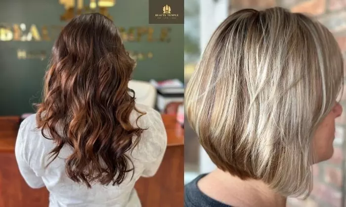 Transform with Haircut and Highlights w/ Deep Condition and Blowout at Beauty Temple (Up to 61% Off)