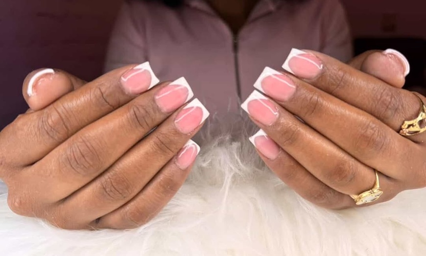 Image 3: Gel X Full Set French Manicure, Deluxe, Signature Pedicure