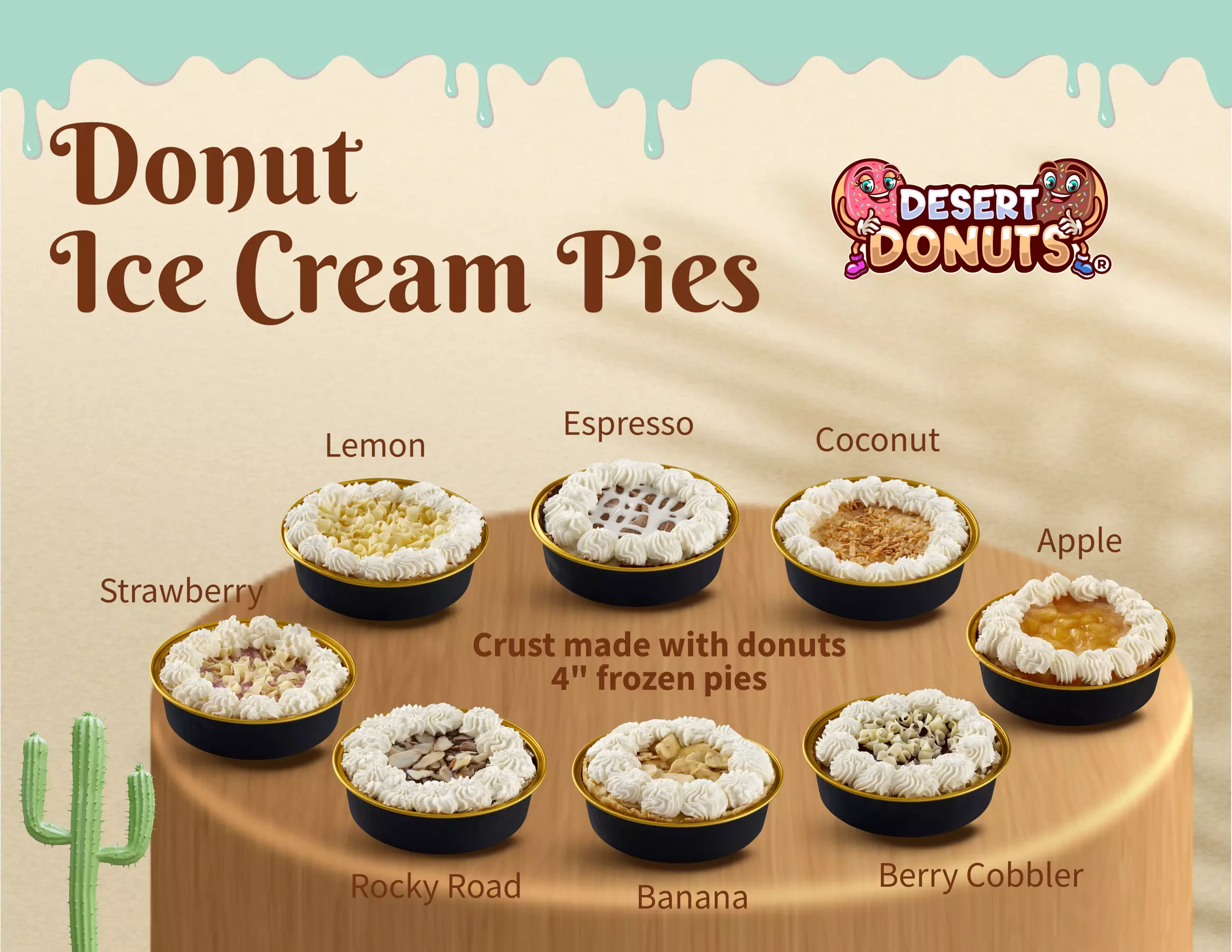 50% off One 4-Inch Donut Ice Cream Pie - 8 Flavors to Choose From