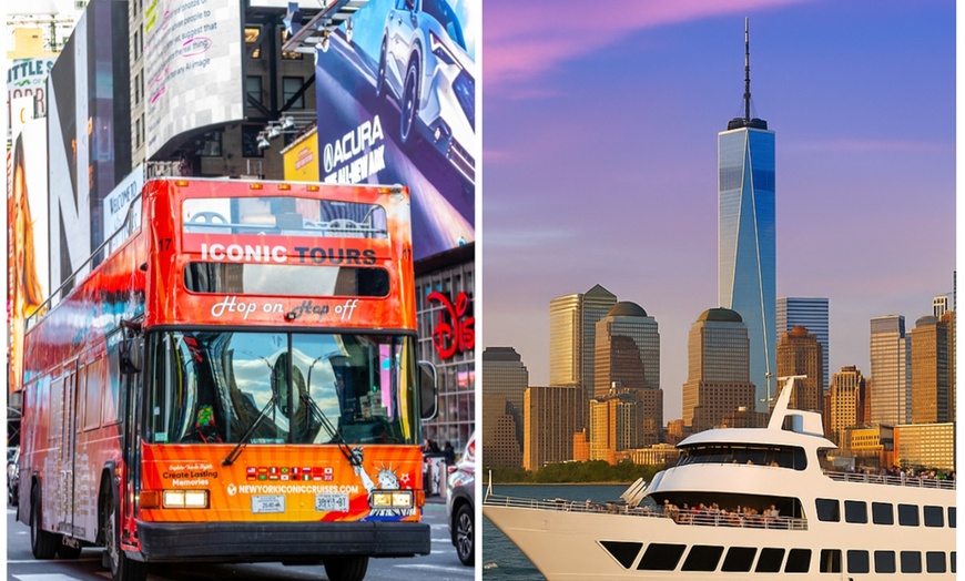 Image 1: Double Views: NYC Night Bus Tour and Free Statue of Liberty Day Cruise