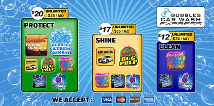 Monthly 'Clean' Car Wash Plan - Bubbles Car Wash Express