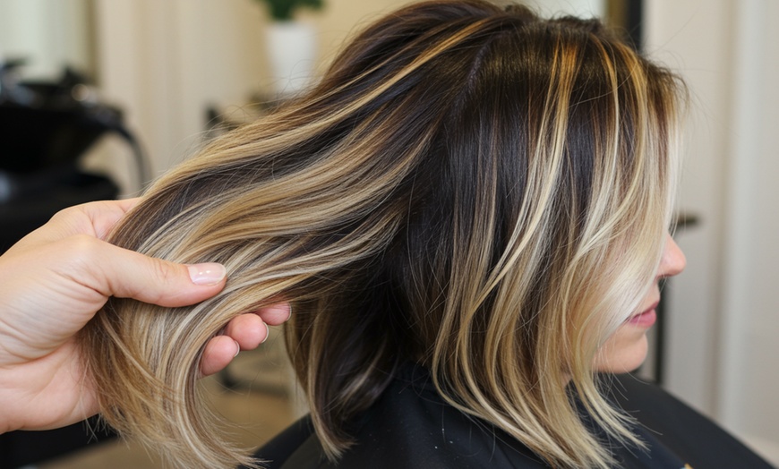 Image 2: Haircut, Blow Dry with Color Highlights or Balayage Options