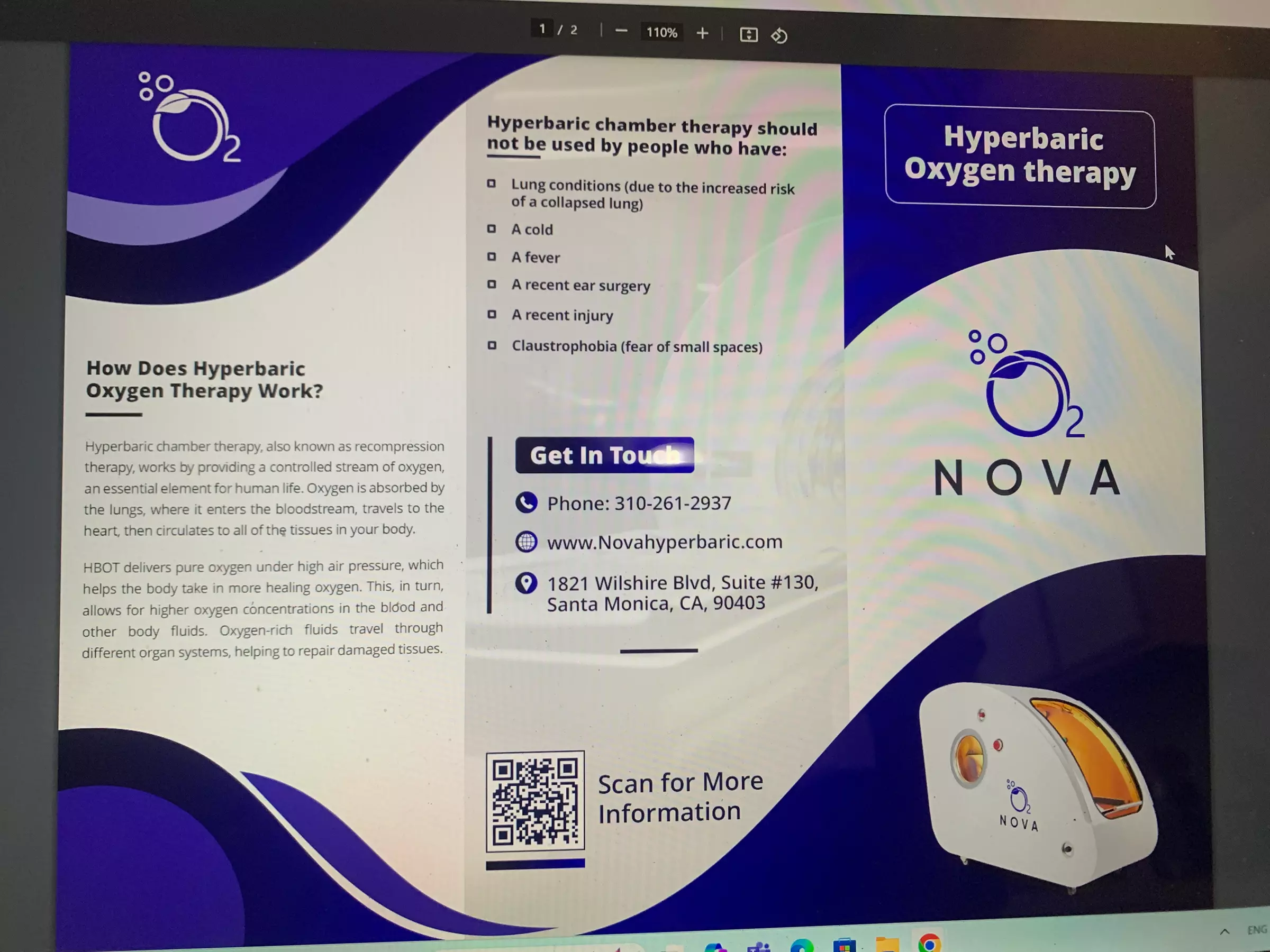 Get One 60-Minute Hyperbaric Oxygen Therapy Session at Nova Hyperbaric (Up to 38% Off) - Second Medium