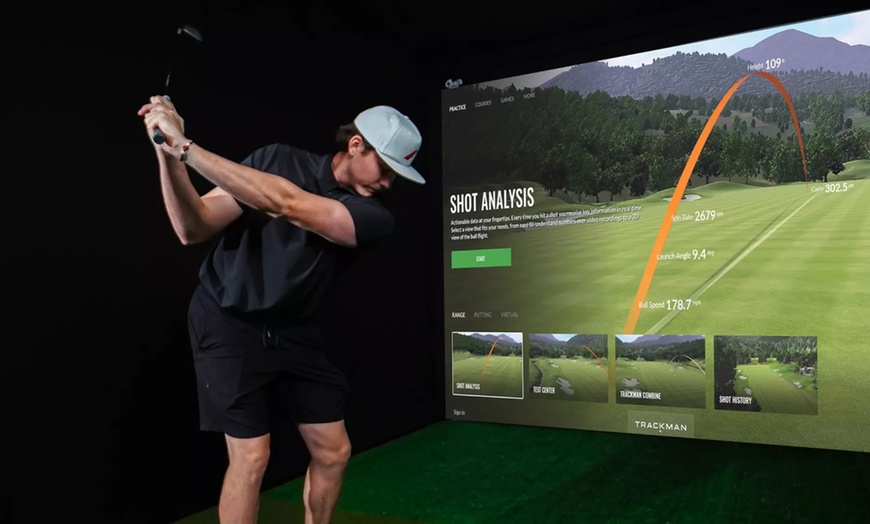 Image 1: Fore and Pour: One/Two-Hours of Golf Simulator with Pitcher of Beer