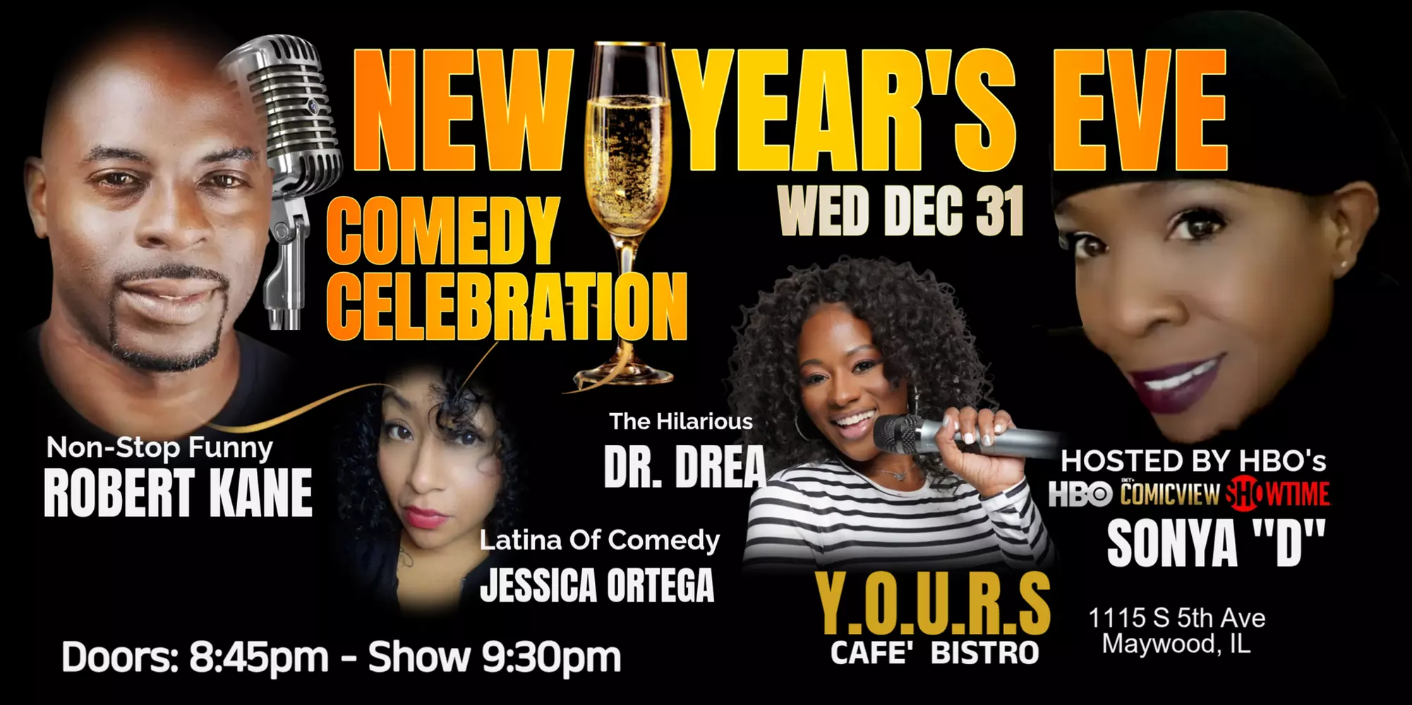 NEW YEARS EVE Date Night Comedy Celebration on December 31 at 9:00 p.m.