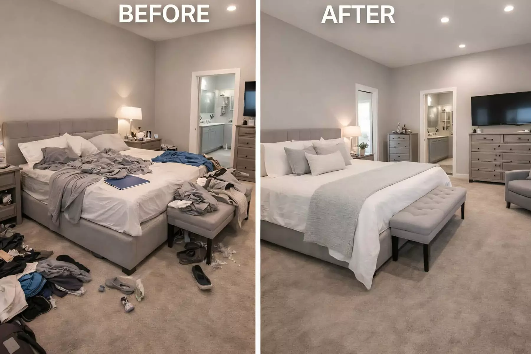 Living Room, Master Bathroom or/and Master Bedroom or Kitchen Reset