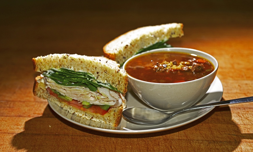 Image 1: Restaurant Specialty - Soup and a Sandwich at The Spink's Nest