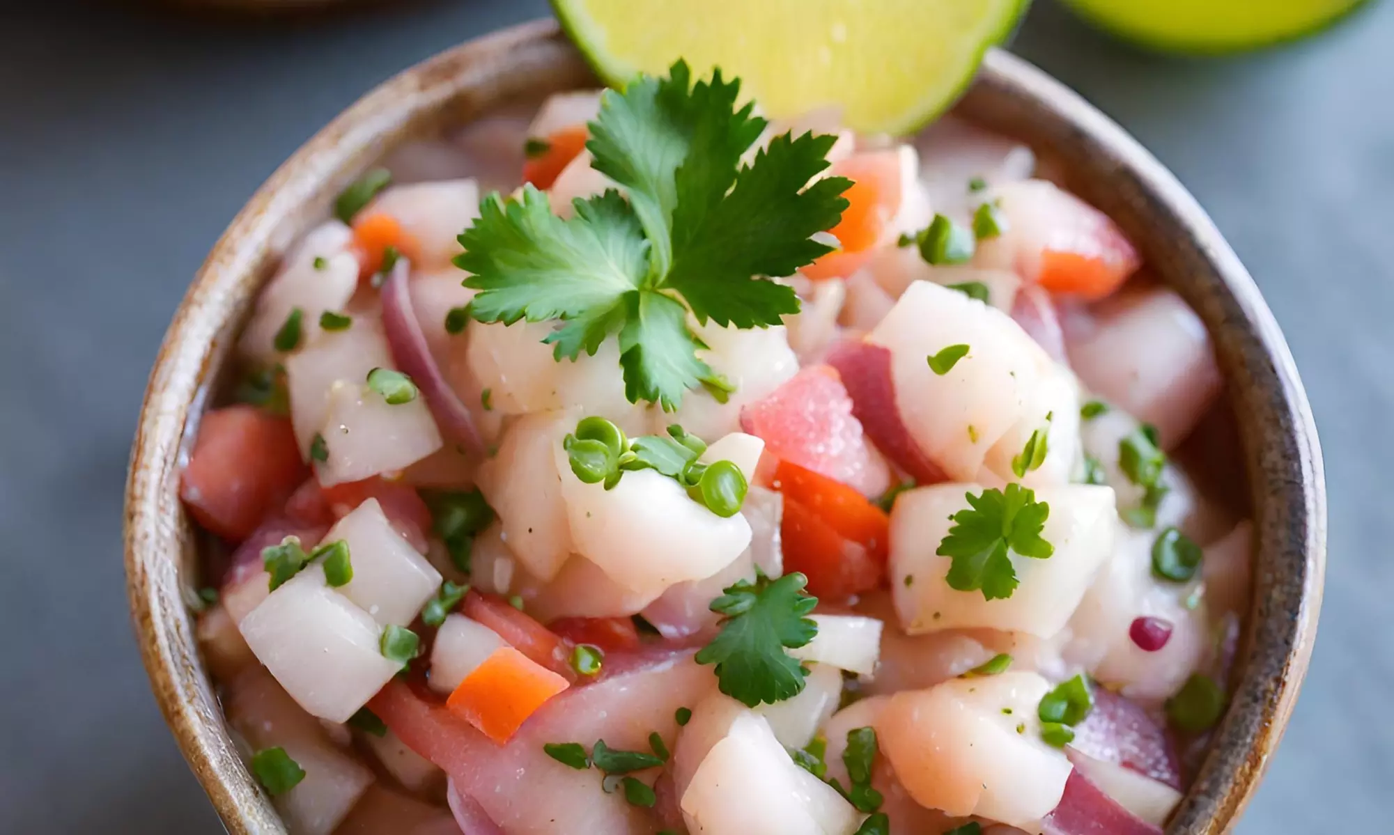 Caribbean cuisine with ceviches, lime and plantain chips