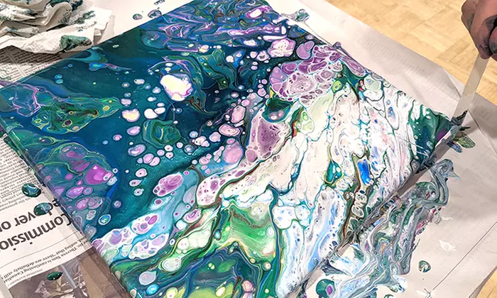 Intro to Fluid Pour Painting for One or Two People at Chu Chu ​(Up to38%￼ Off - Second Medium