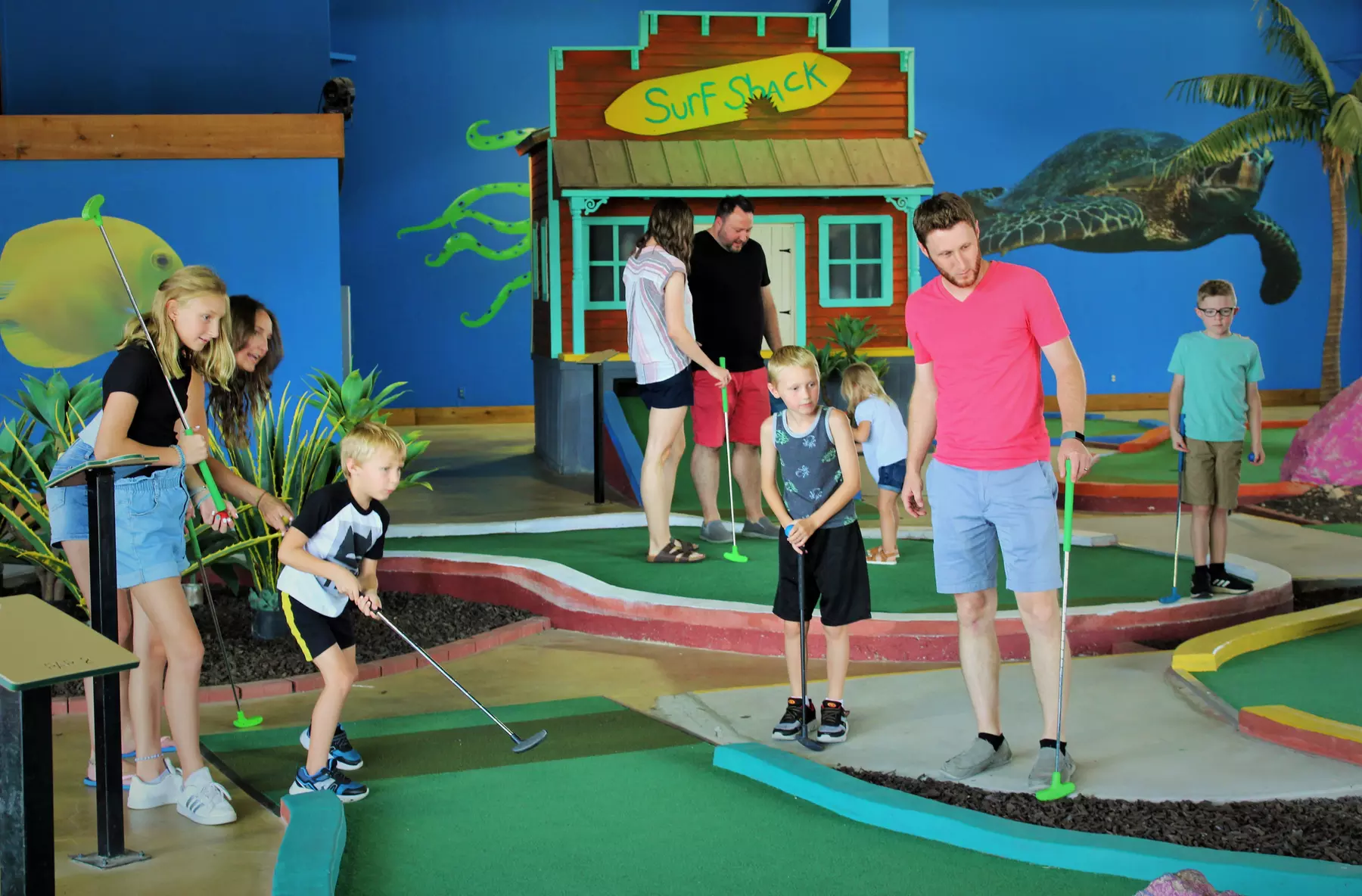Unique Indoor Coral Reef Mini Golf Adventure for Two, Four or Six