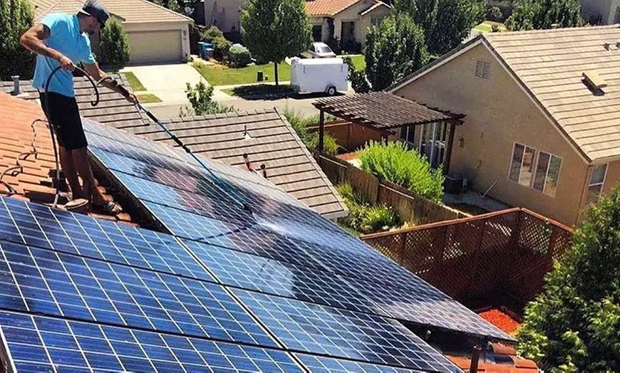 Solar panel washing for one or two story homes