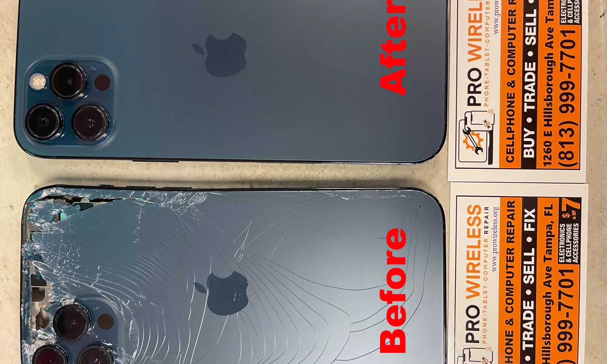 Get your iPhone's back glass repaired on location by Pro Wireless LLC, covering all models with up to 44% off - Second Medium